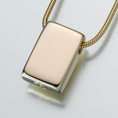 14K gold slide rectangle cremation pendant necklace